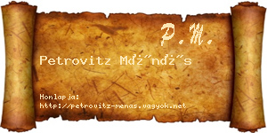 Petrovitz Ménás névjegykártya